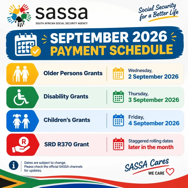 SASSA Payment Dates September 2026